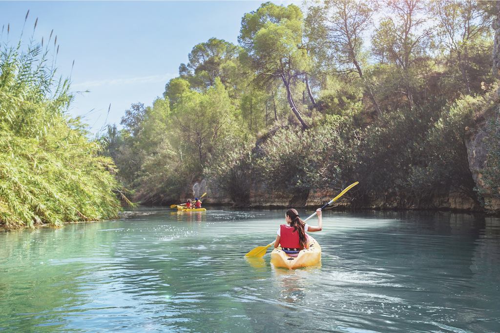 Kayaking on the river in Murcia region